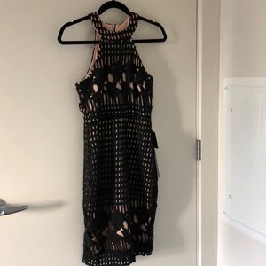 NEW black crochet dress with nude lining